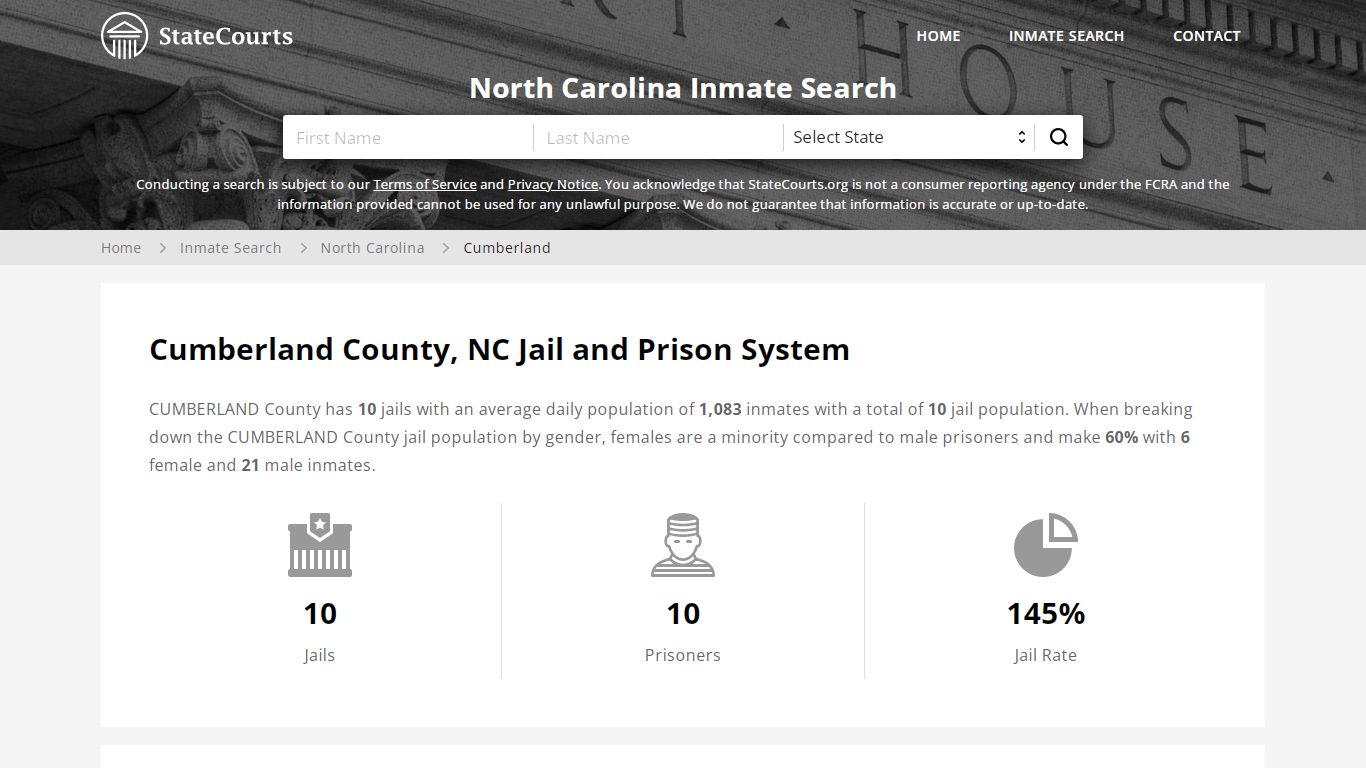 Cumberland County, NC Inmate Search - StateCourts