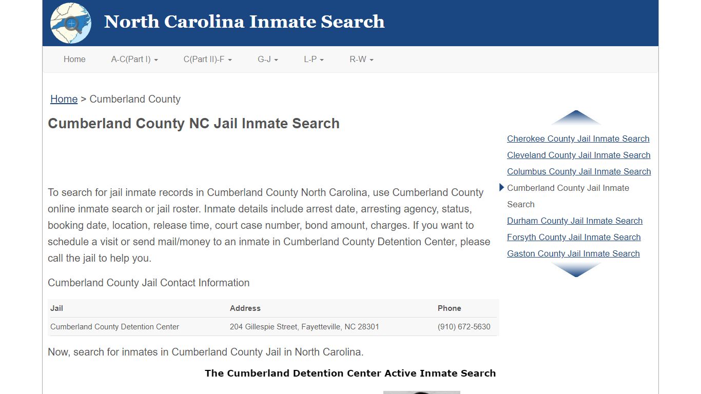 Cumberland County NC Jail Inmate Search